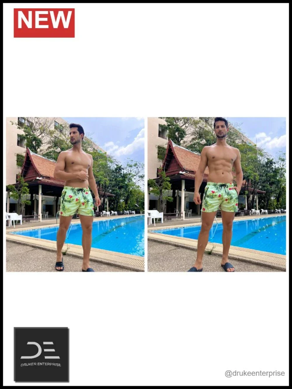 Men's Swim Trunk Quick Dry Mesh Lining Zipper Pockets Board Shorts